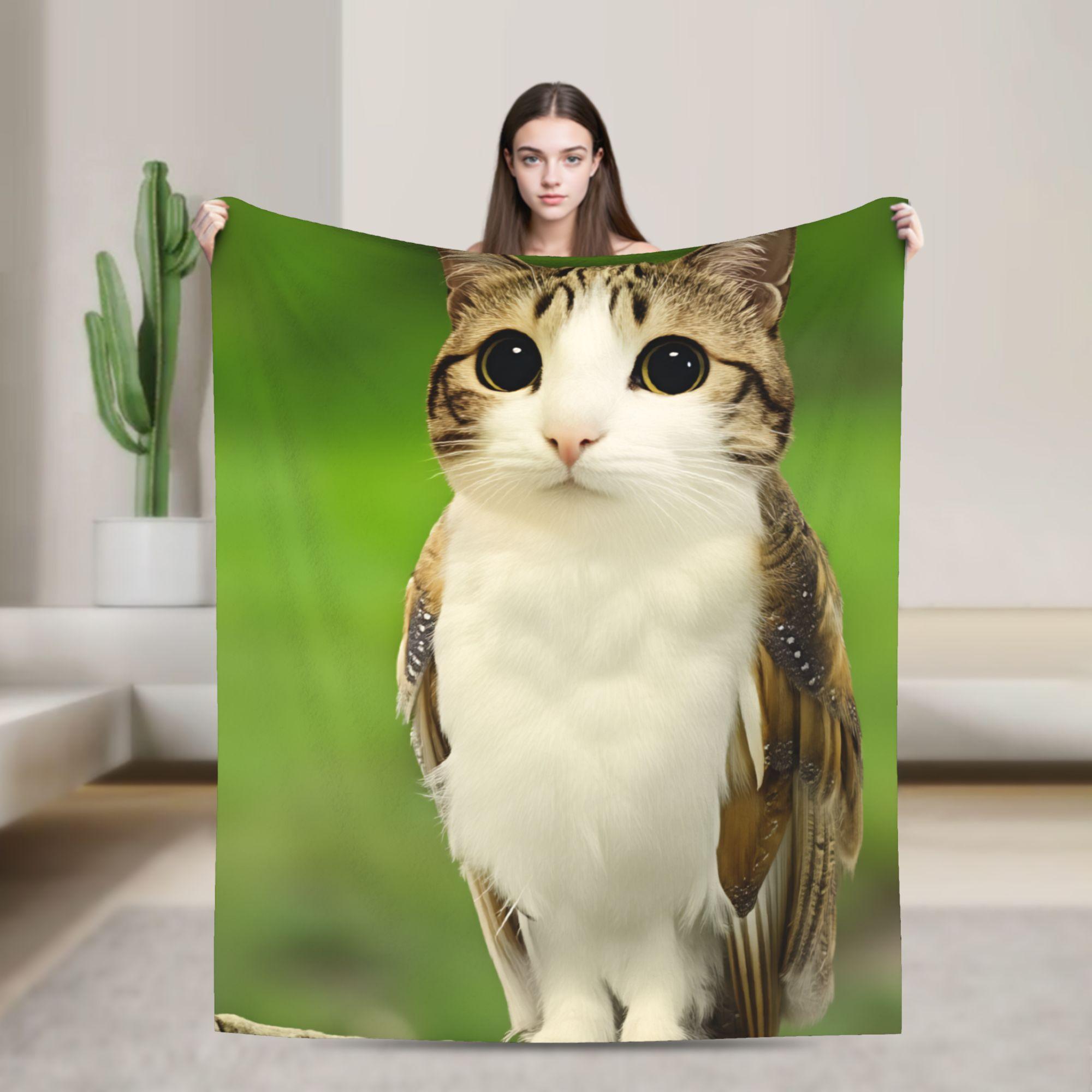 

Meowl gato búho juguete de peluche Animal_1 manta calidad súper suave manta invierno avión viaje sofá cama novedad colcha 75x90cm