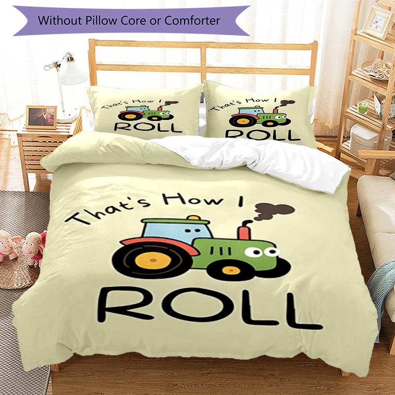 3pcs Cute Cars Bedding Set Duvet Cover Closure Includes 1 Duvet Cover & 2 Pillowcases, Soft and Comfortable for All Seasons.