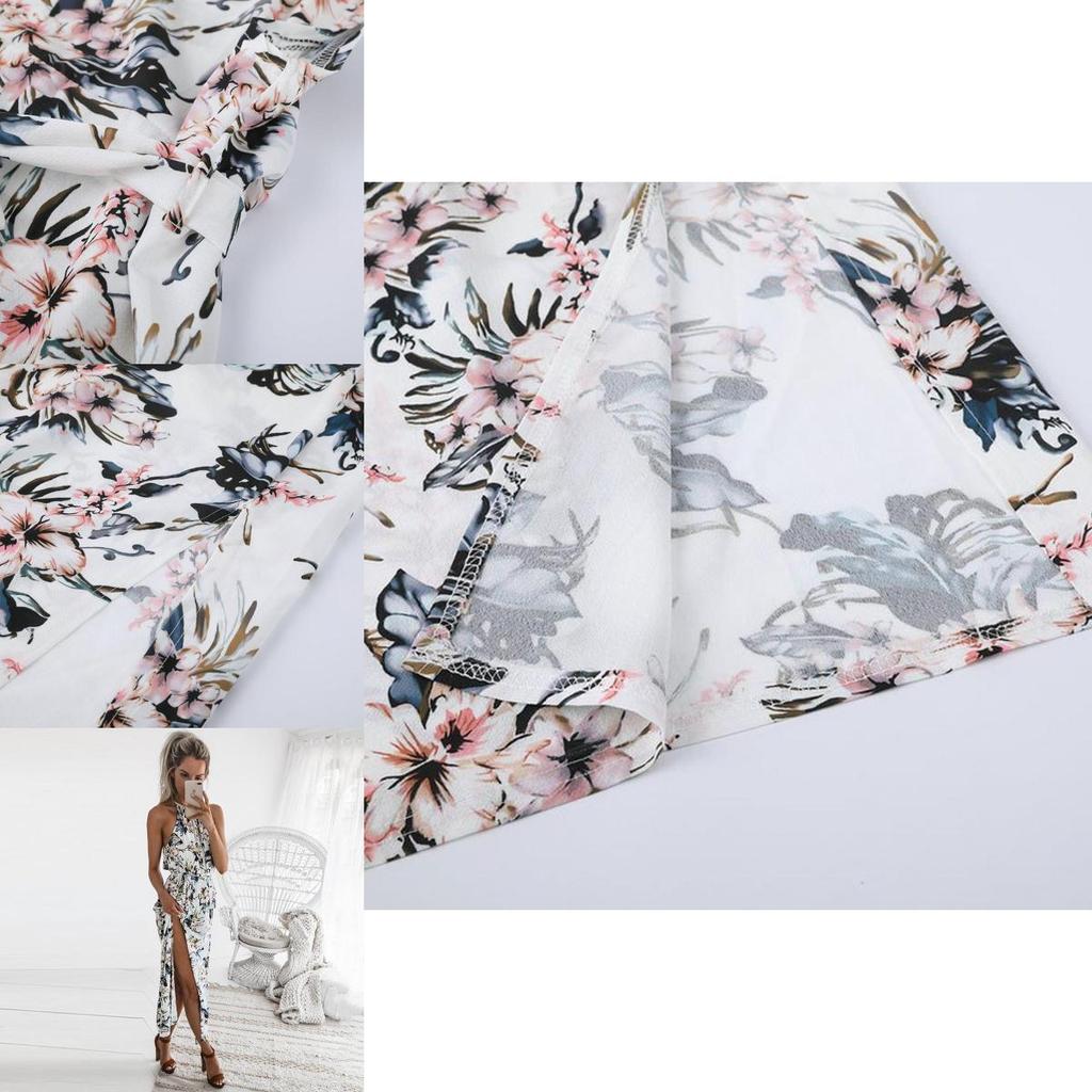Stunning Women's Halter Maxi Dress With Floral Print For Beach And Formal Occasions