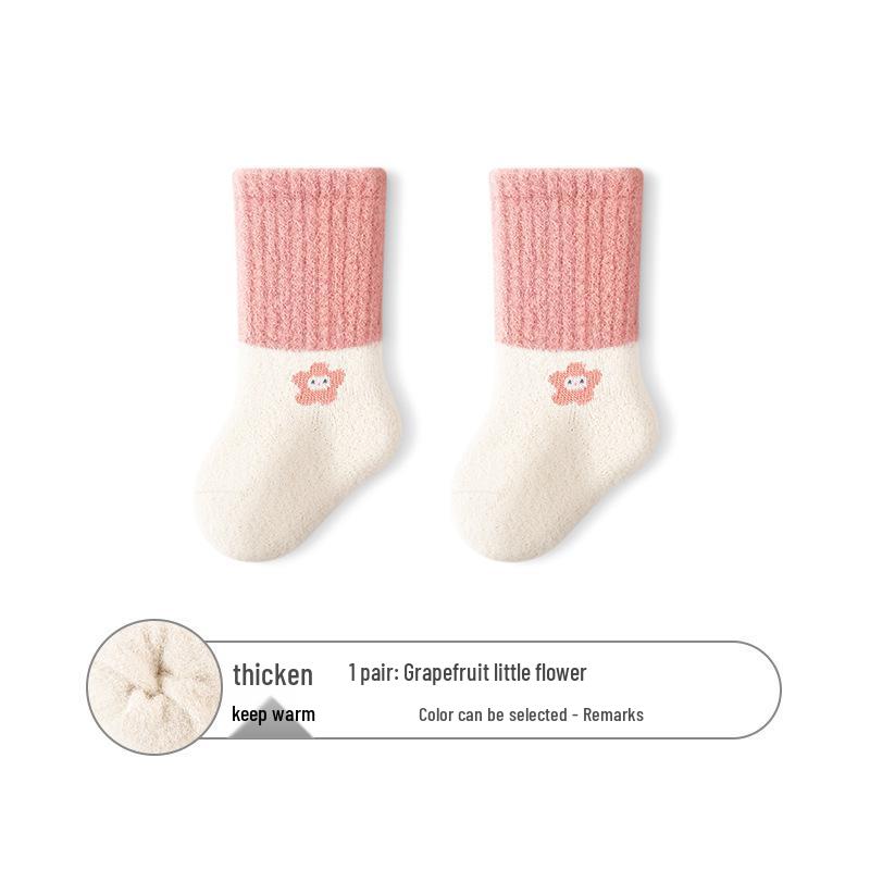 Cozy No-Seam Baby Socks - Thick Australian Wool & Faux Mink Velvet for Winter Warmth