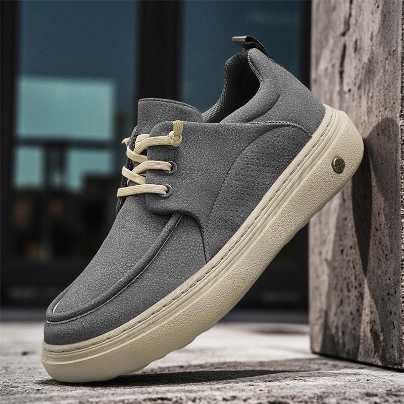 

Мужские осенне-зимние удобные туфли лоферы с кожаной поверхностью, модная обувь, студенческая, для отдыха, минималистичные, спортивные кеды 44 серый