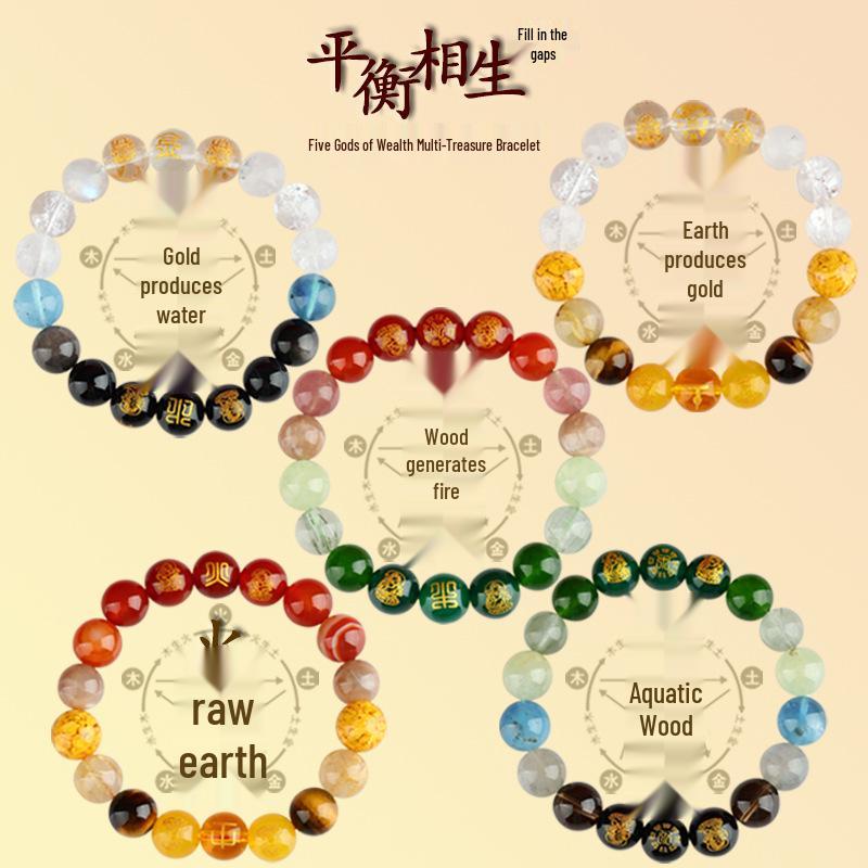 

Five Elements God of Wealth Crystal Bracelet - Unisex Balancing Style