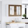 Wall Mounted Kitchen Cabinet with Glass Door Lucca Collection Brown Oak Effect