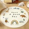Circus Tent Animal Carpet with Lion Dog Bear Rabbit Bird Performers Playful Round Rug for Kids Room Nursery Decor Soft Floor Mat