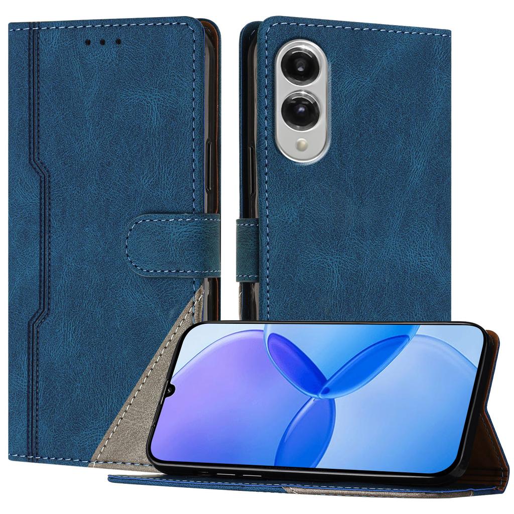 For Samsung Galaxy S25 Edge Leather Case Triangle Patchwork Wallet Stand Shockproof Phone Cover