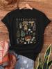 Vintage Mystic Kräuterkunde Druck Unisex T-Shirt, Rundhals Lässiges Oberteil für Sommer Frühling, Damenbekleidung
