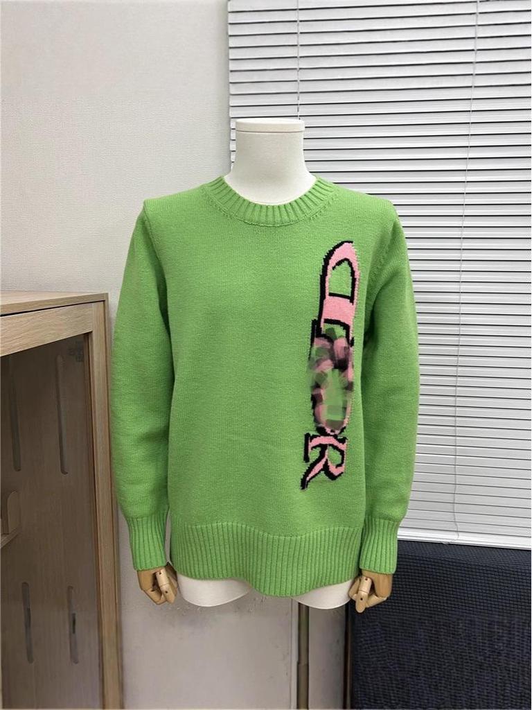 Unisex Color Block Logo Jacquard Round Neck Sweater with Long Sleeves