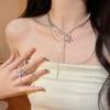 Super Fairy Zircon Butterfly Splicing Pearl Necklace High Sense Niche Simple Long Fringed Chain Collarbone Chain Tide