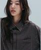 ANNEHEARTS Drape Square Check Shirt_Brown