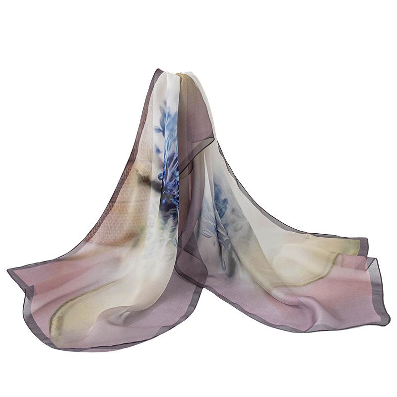 spring and summer fashion high-end mulberry silk summer sun protection shawl thin neck protection foreign style scarf