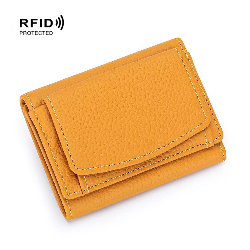 Kompaktowy portfel trójdzielny w stylu japońsko-koreańskim z prawdziwej skóry