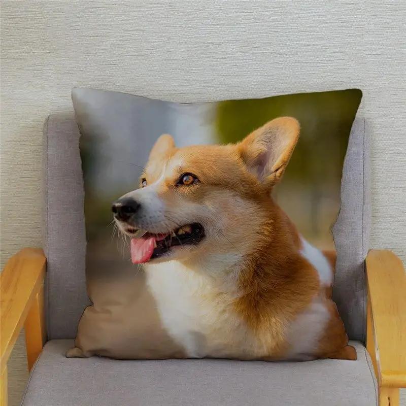 Милый вельш-корги пемброк, собака, чехол, наволочка, домашний декор, животное, диван, автомобиль 40x40cm