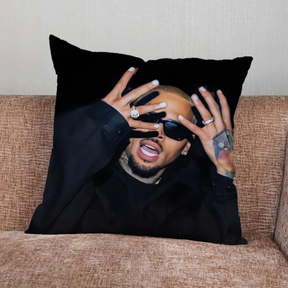 Rapper C-Chris Brown Pillow Case For Home Bedroom Car Office Decoration Living Room Sofa Cushion Cover Suitable