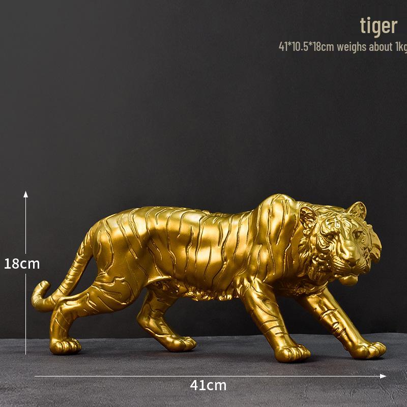 

American Style Zodiac Tiger Resin Ornament for Home or Office Décor золотистый
