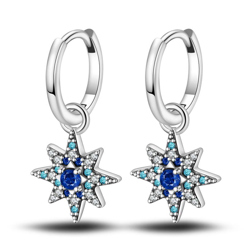 925 Silver Mysterious Star Moon Earrings Jewelry Versatile Hoop Earrings For Women Jewelry Birthday Party Fine Gifts