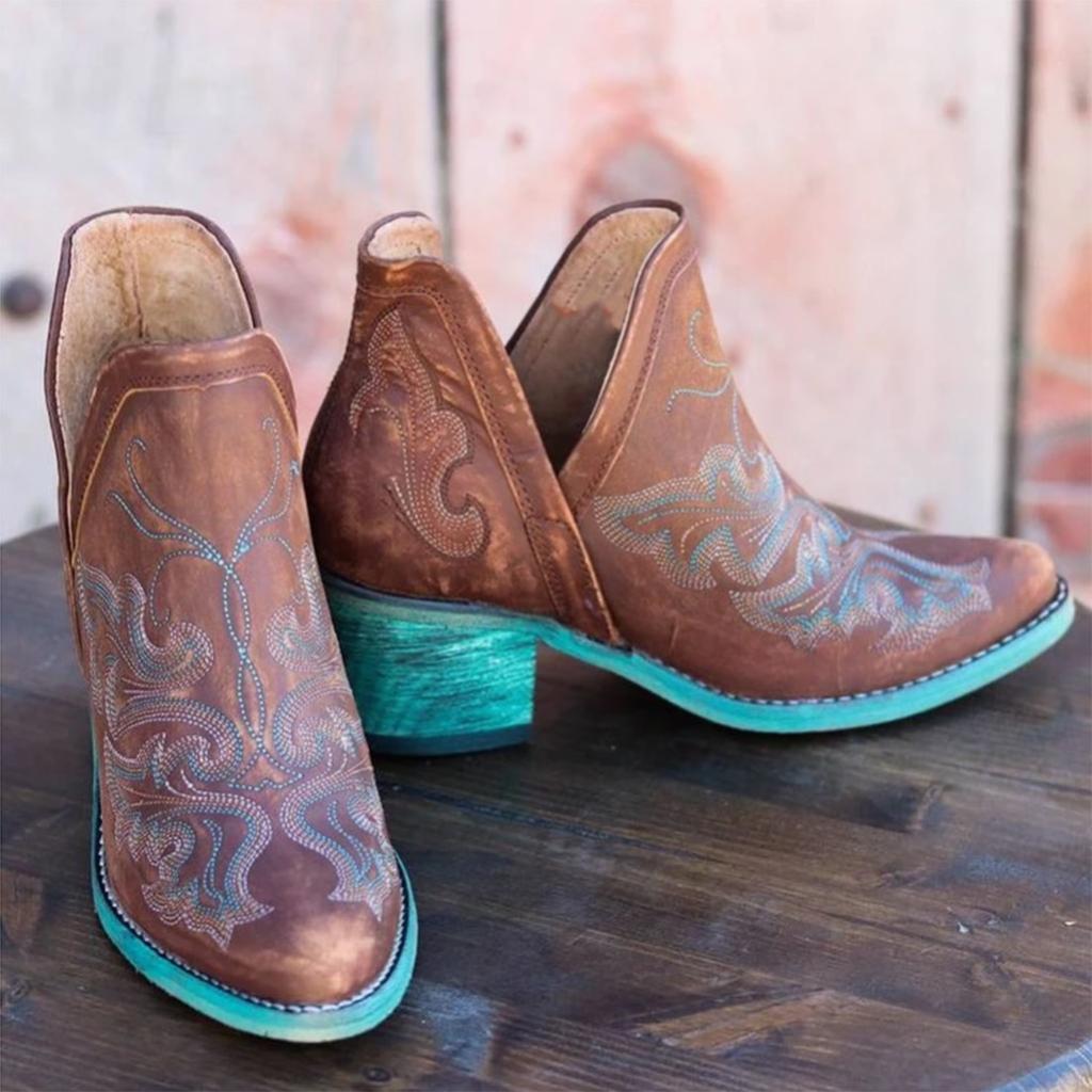US Womens Floral Cowboy Cowgirl Ankle Boots Ladies Winter Block Heel Shoes Size US Womens Floral Cowboy Cowgirl Ankle Boots Ladies Winter Block Heel Shoes Size