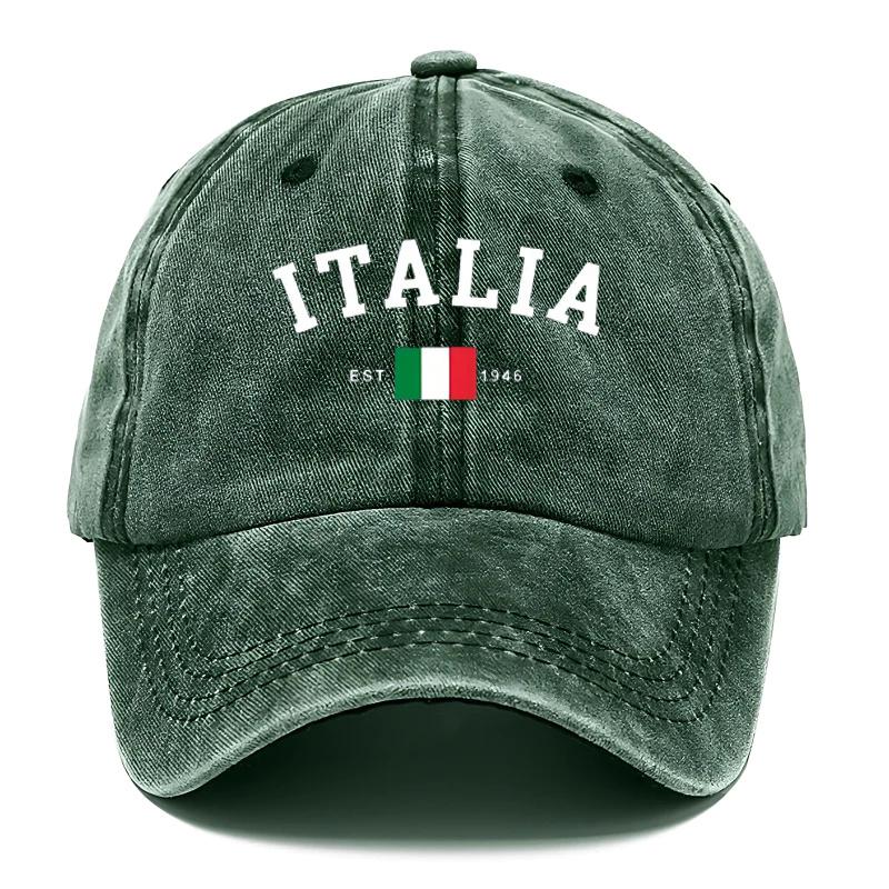 Retro Italian Flag Letter Print Baseball Cap  Adjustable Washable And Fashionable Dad Hat with Curved Brim for Outdoor Activi