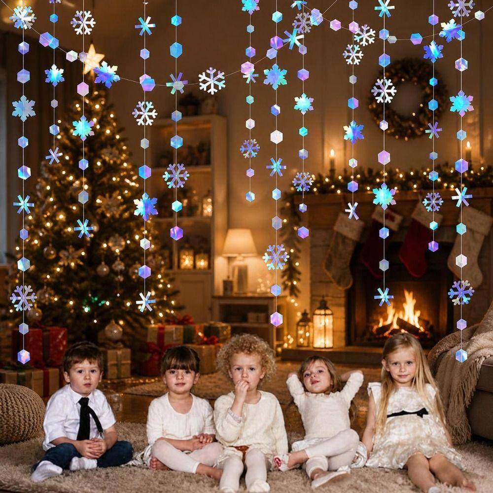 Glitzerpapier-Schneeflocken-Girlande Romantische Schneeflocken-Girlande Weihnachts-Hängegirlande Muttertag