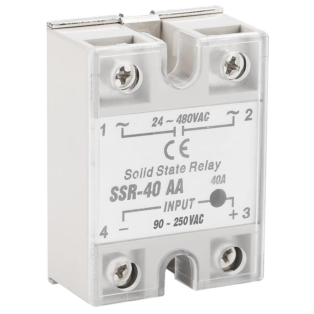 SSR-40AA 40A Solid State Relais Module AC-AC Ingang 90-250V AC Uitgang 24-480V Enkelfasig