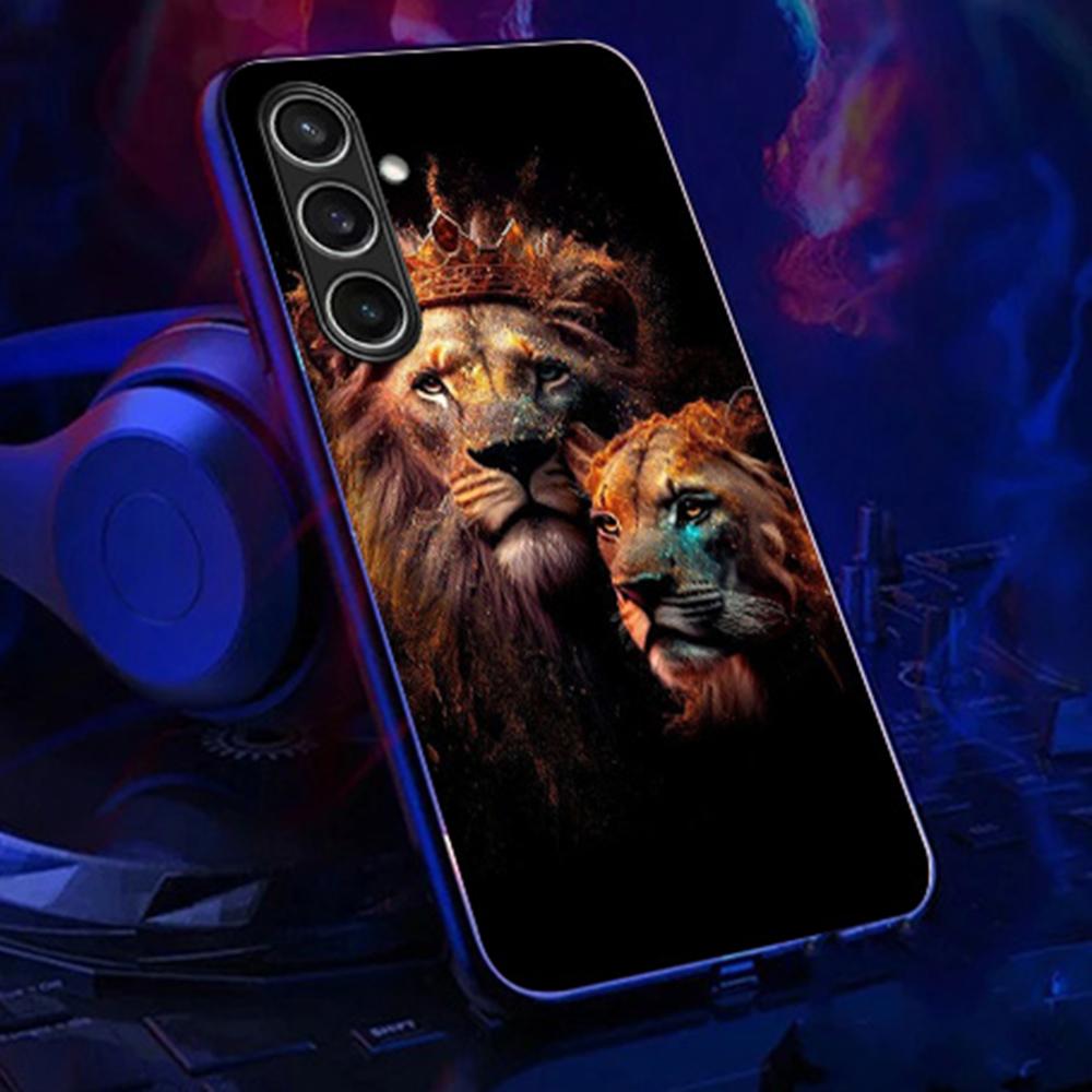 For Samsung Galaxy S24 FE Case Call Flash Series Pattern Printing Tempered Glass+TPU Combo Phone Case