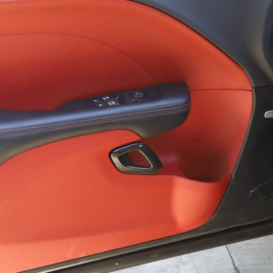 Car Inner Door Handle Cover Trim Decor for Dodge Challenger 2011-21 Carbon Fiber