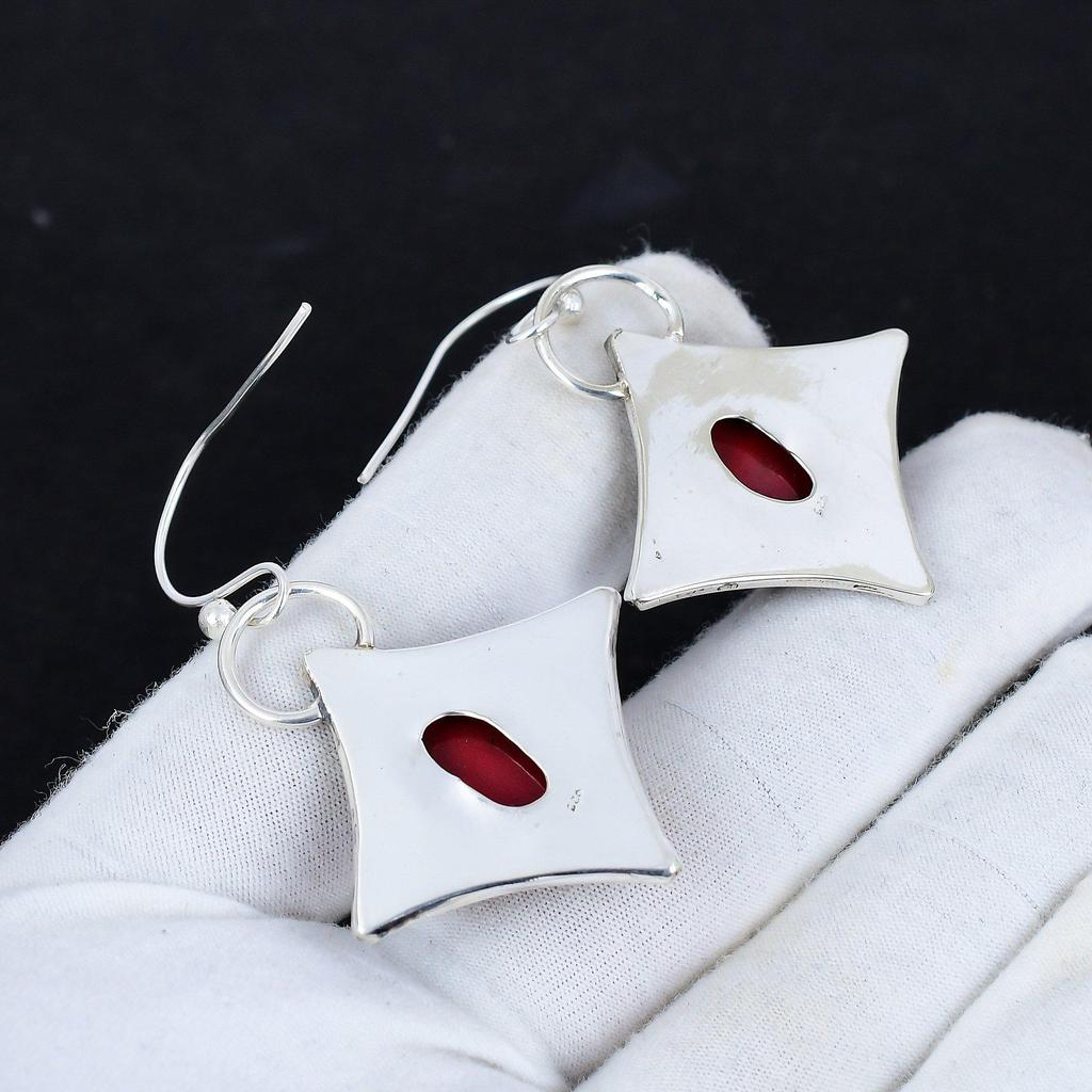 Orecchini Antichi in Pietra di Corallo Rosso Naturale Argento Sterling 925, Orecchini Pendenti Gioielli in Argento Boho, Regali Per Regali di Matrimonio Per Lei