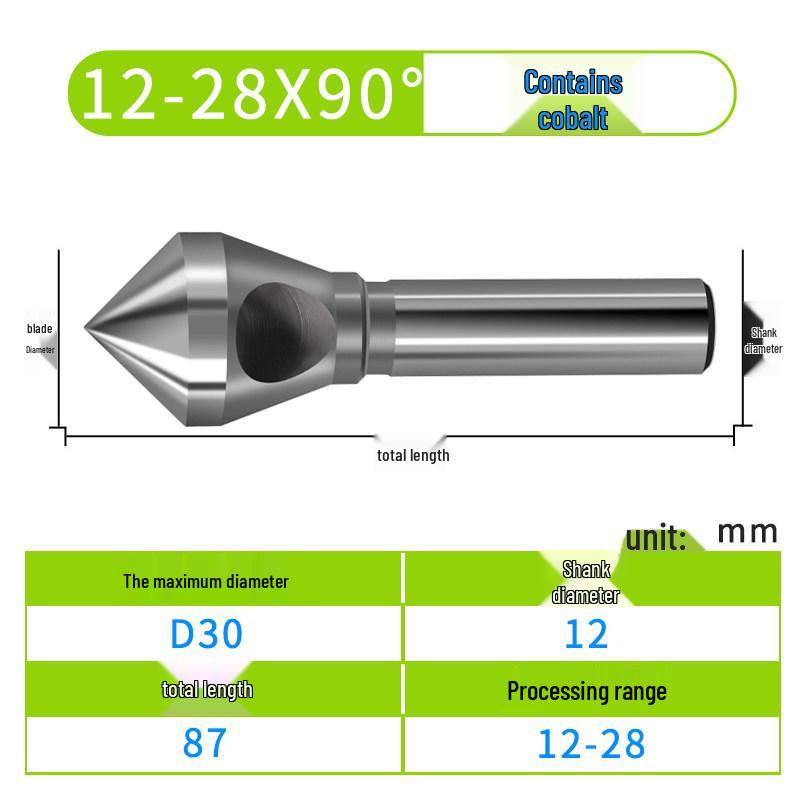 90° Straight Shank Oblique Hole Chamfering Tool with Titanium Cobalt-Plated Stainless Steel Drill Bit for Aluminum Alloy Deburring.