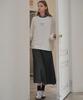 Marop 3108 Wool Pleated Long Skirt (Dark Gray)
