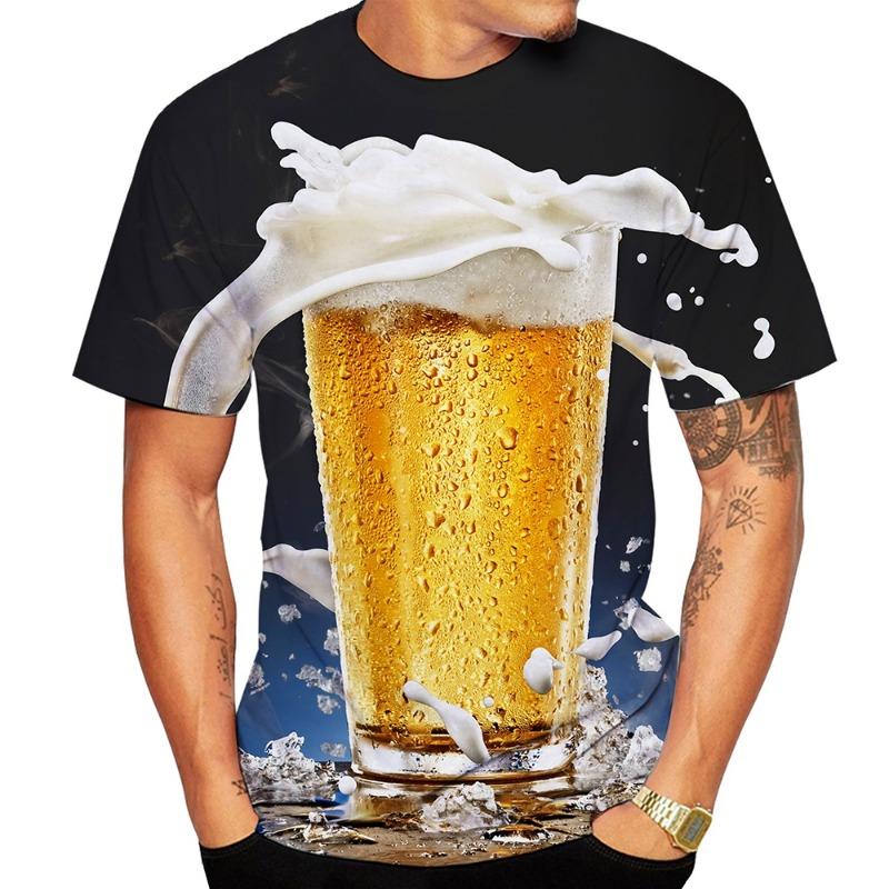 Summer Hot Selling Creative Beer Pattern 3D Printing Cool Fashion Personalized Fun T-shirt