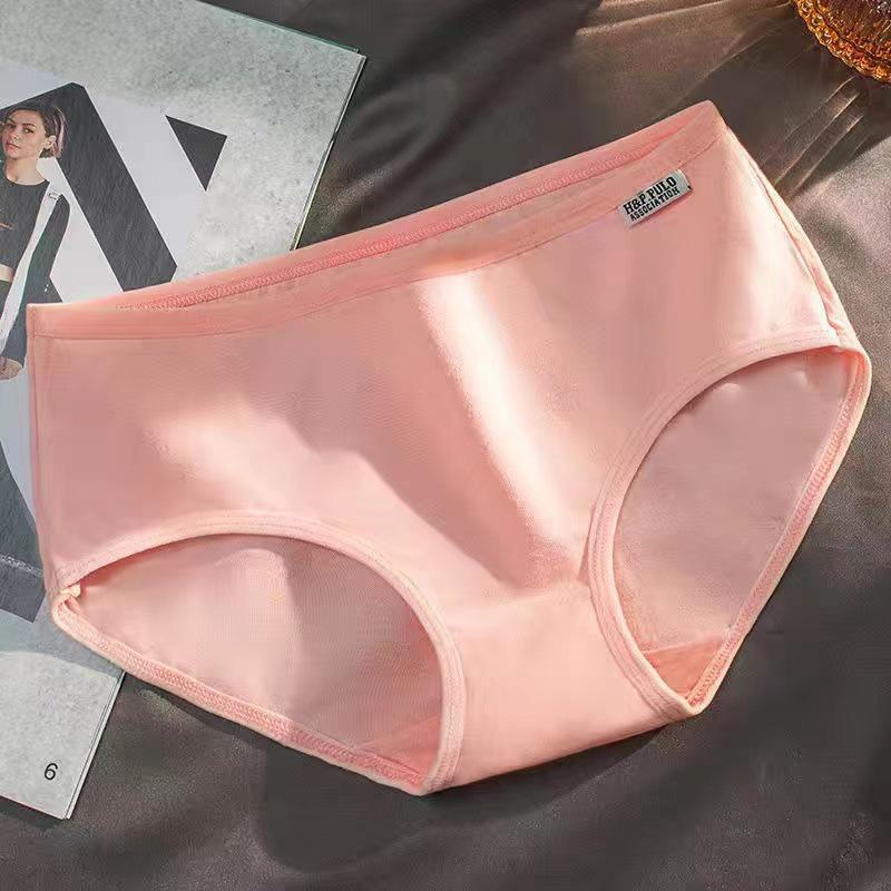 Women's Pure Cotton Low Waist Briefs - Solid Color A001 for Female Students