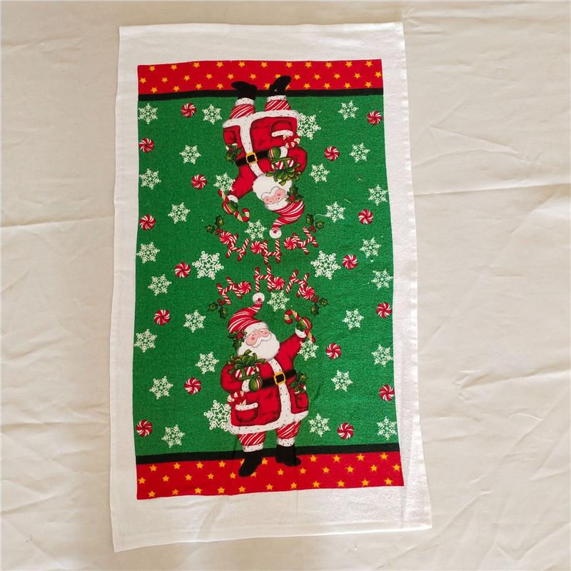 1Pc Christmas Series Printed Cotton Tea Towel Kitchen Dishcloth Cleaning Tool Xmas Party Decor Gift