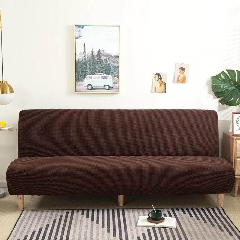 Polar Fleece Armless Sofa Bed Cover Elastic Without Armrest Sofa Bed Covers Anti-Slip Sofa Slipcover For Living Room Home Hotel