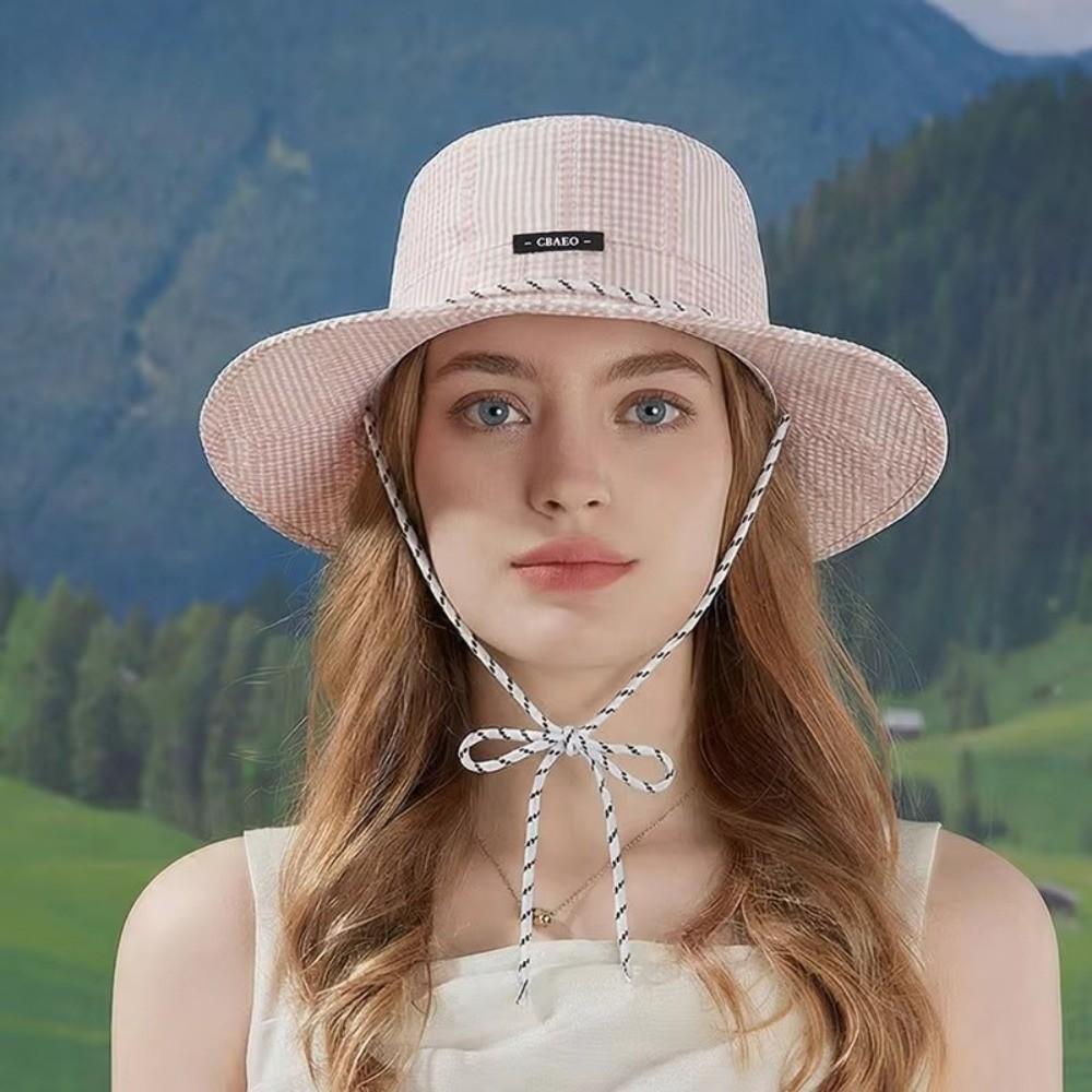 Drawstring Fisherman Hat Breathable Sunscreen Cap Korean Style Spring Summer Hat  Women