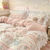Princess Style Lace Trim Duvet Cover: Girly 3-Piece Bedding Set - Cute, Pilling Resistant