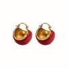 Retro Enamel Green Earrings Women'S Light Luxury Niche High-End Ear Buckles Retro Temperament Stud Earrings White Earrings