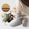 25 New Autumn/Winter Solid Color Girls' Mid-Calf Cotton Socks