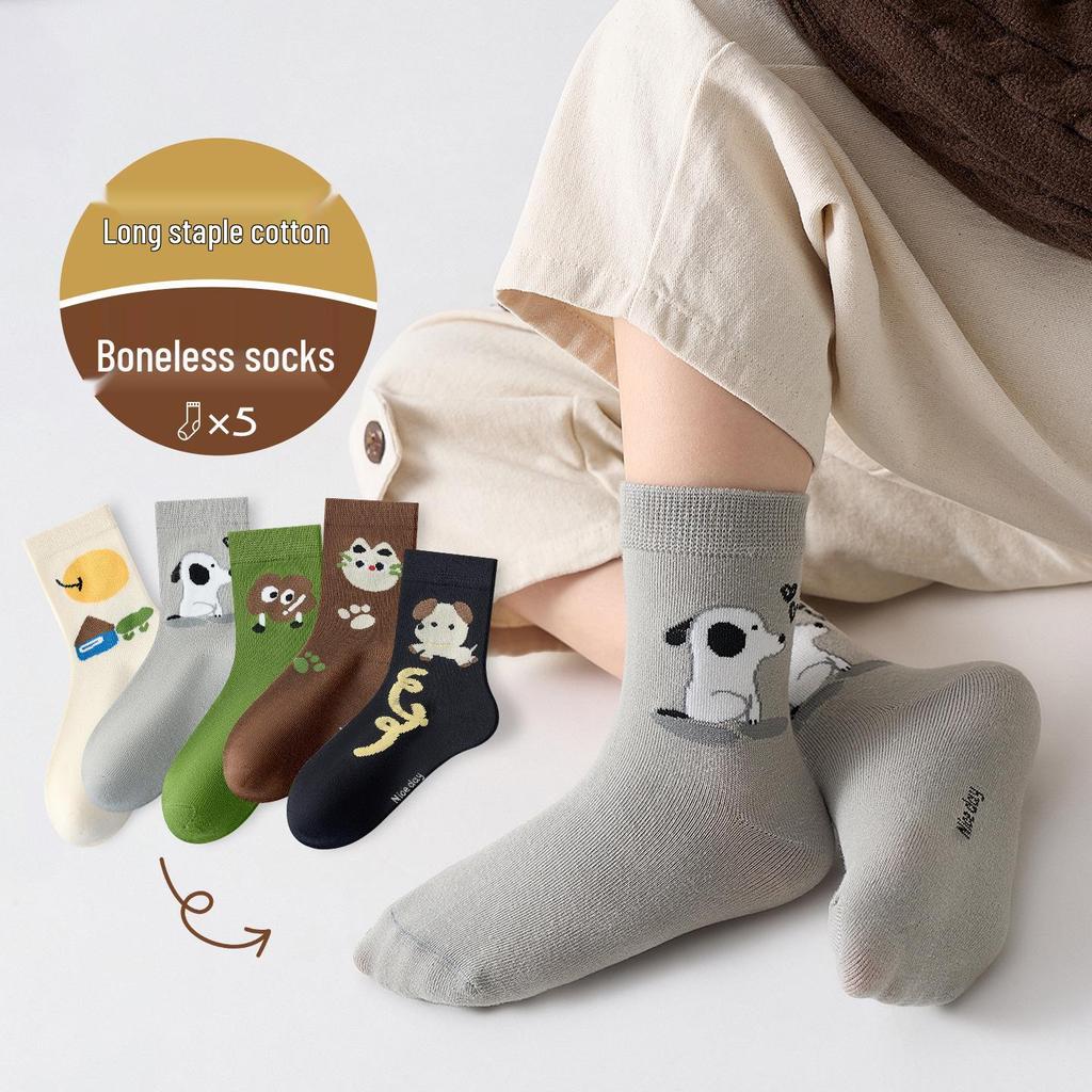 25 New Autumn/Winter Solid Color Girls' Mid-Calf Cotton Socks