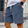 Pantaloncini Casual da Uomo - Vita Elastica Coulisse Velluto a Coste Ricamato Vintage Pantaloncini Casual alla Moda