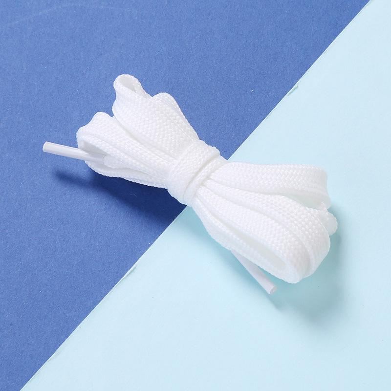 10mm Double Layer Flat Polyester Shoelaces for Casual Sports Shoes - White