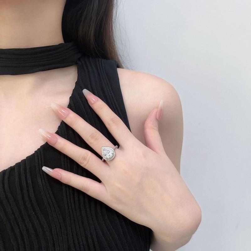 

Креативное кольцо в форме сердца с микро-инкрустацией бриллиантами и в форме капли, кольцо на указательный палец, женское классическое ювелирное изделие No. 10