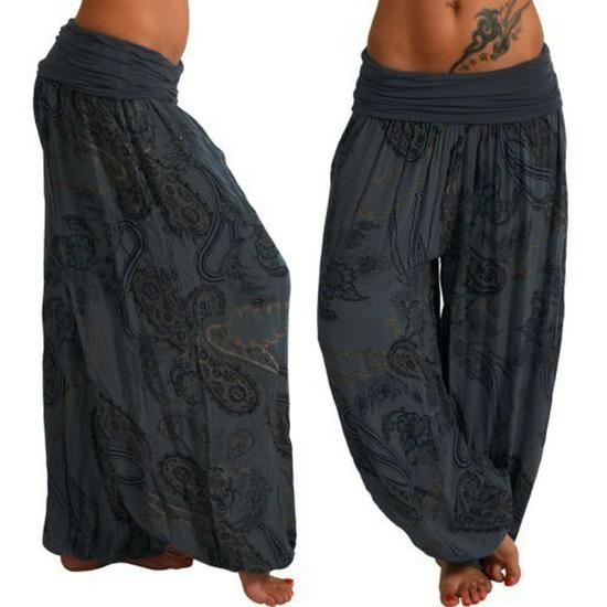 

European & American Digital Print Wide-Leg Casual Pants, In Stock 4XL чорний колір сірий