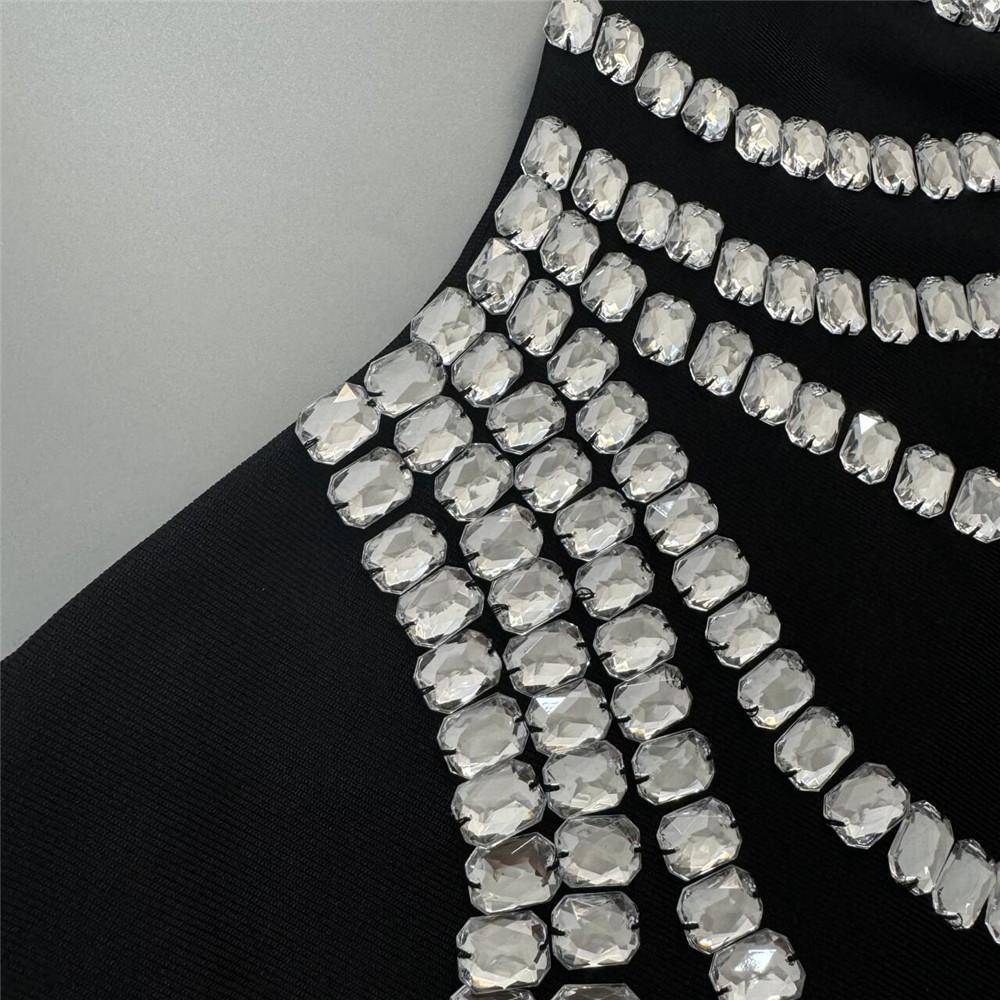 European & American Rhinestone Off-Shoulder Bandage Party Dress