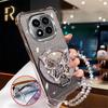 Crystal Bracelet Glitter Butterfly Mirror Stand Case For Xiaomi Poco X7 X6 X5 X3 Pro F7 M8 M6 F6 POCO C65 C75 Shockproof Cover