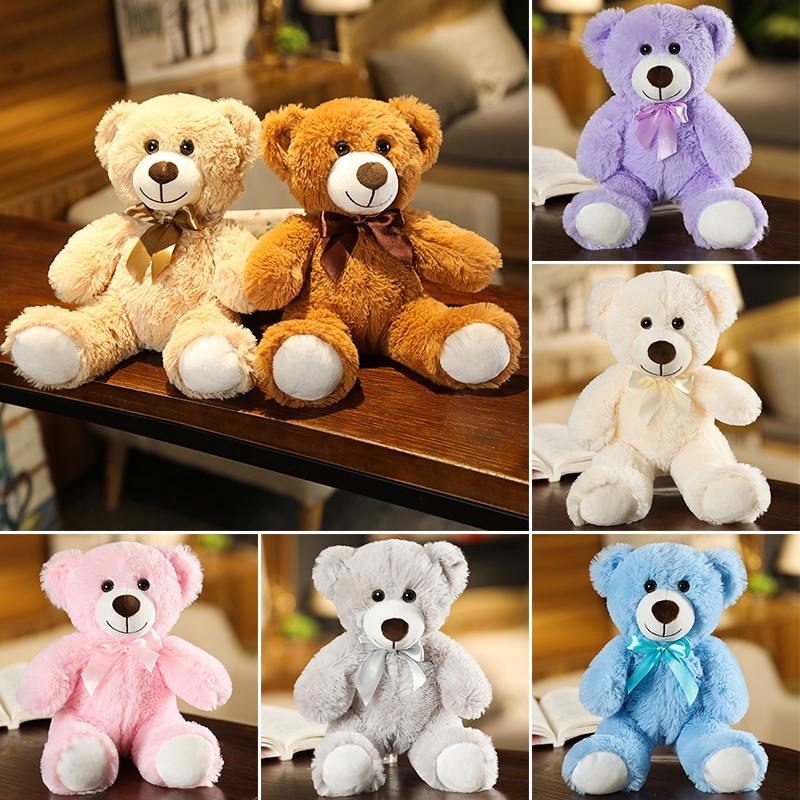 Cute Bear Doll Plush Toy Bow Teddy Panda Soothing Sleeping Doll Rag Doll Gift