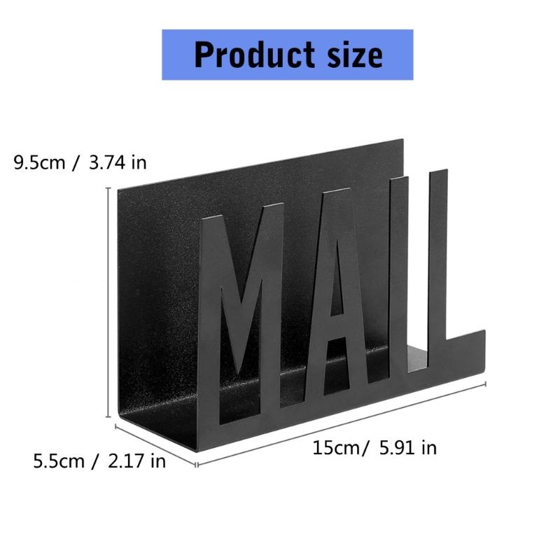 Desktop Iron Mail Organizer Metal Desk Letter Holder Documents and Notepads Storage Rack for Home Office School