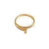 Anello aperto in oro con strass regolabile - Accessorio da donna stile celebrità di internet di lusso leggero