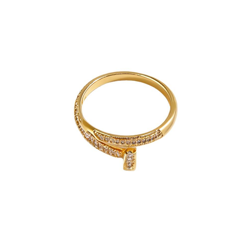 Anello aperto in oro con strass regolabile - Accessorio da donna stile celebrità di internet di lusso leggero