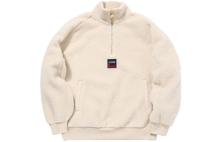 Li Ning Sweatshirts Unisex Sand Gray Stand Collar Moderate Regular AWDQ662-2 XL