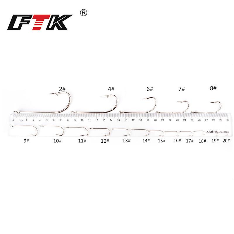 FTK Barbed Fishhook Flatted Round 2-6# 50PCS And7-20# 100PCS/LOTCarp Feeder Tackle Hook For Fishing