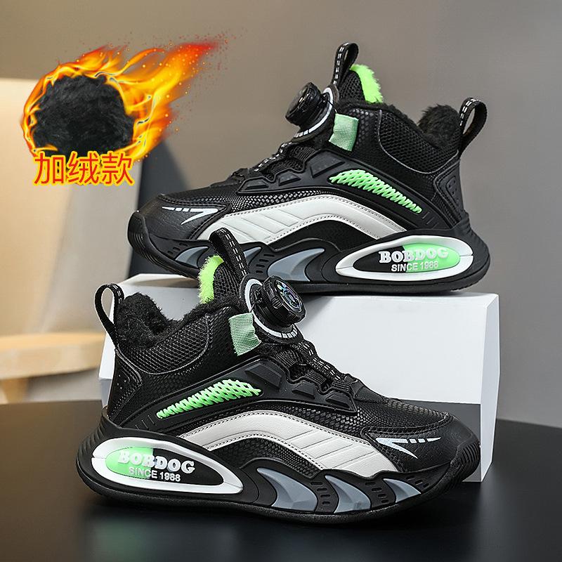 Fleece Warm Large Cotton Girls Leather Cotton Shoes 2025 Trendy Men's Autumn and Winter New Two Cotton Shoes Children's Shoes